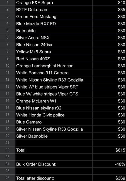 20 Custom Refillable Lighters for Diecast-Haven